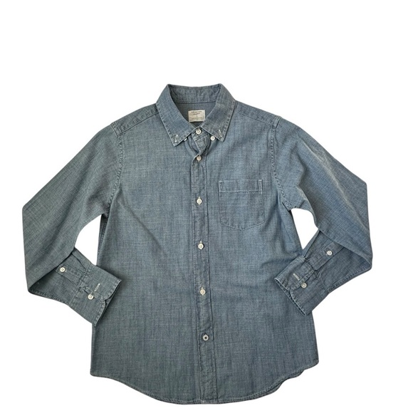 J. Crew Factory Boy's Long Sleeve Blue Chambray Button Up Shirt Size 10 - Picture 2 of 9